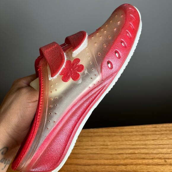 Y2K Vintage Red Jelly Clogs Transparent Strap Slip Ons Retro 90s Size 7 - Picture 2 of 7